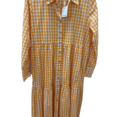Who’s Charlie  Womens  Size M Maxi Dress Checked / Orange / White 