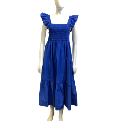 Brand New French Connection Womens Label Size 14 Shirred Midi Dress Maldives Blue