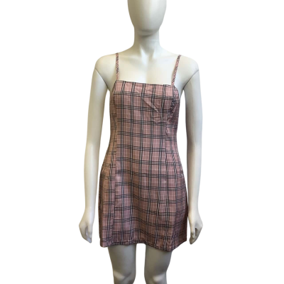 Brand New Mooloola Womens  Size 10 Gingham Mini Dress Dusty Pink Mix