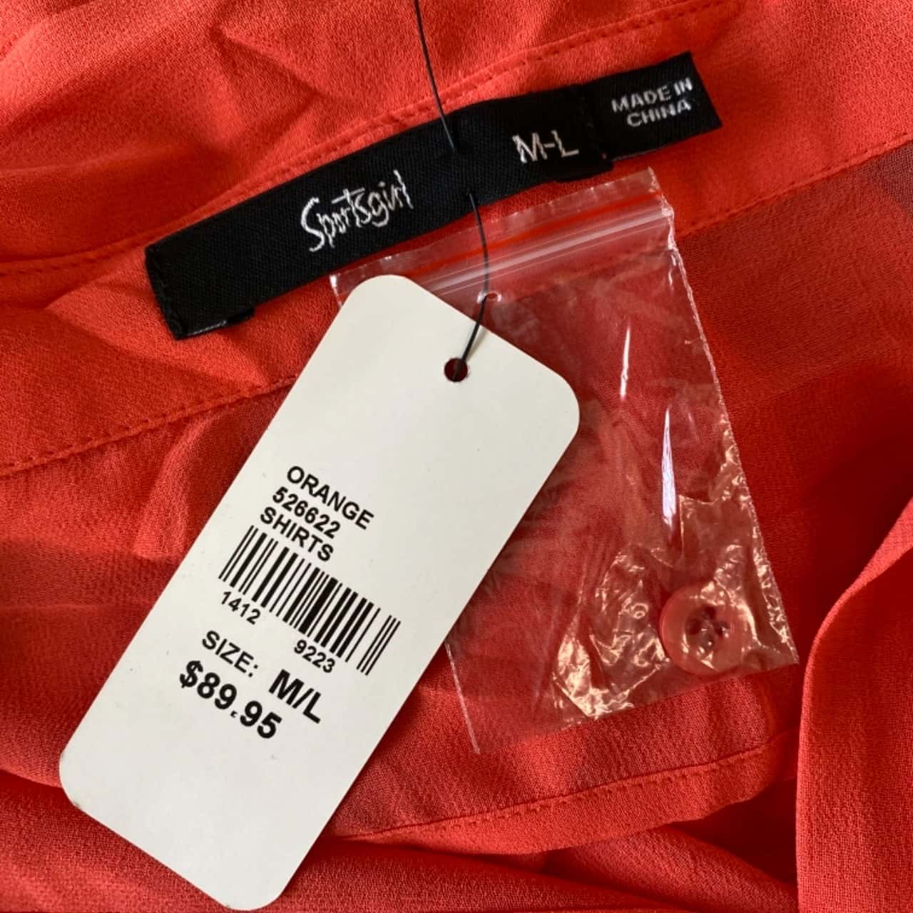 Sportsgirl Women's Size M/L Button Up Shirt Orange New With Tags (s)