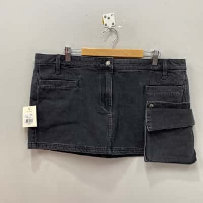 Sass & Bide Womens  Size 16 Denim micro Mini Skirt Black  