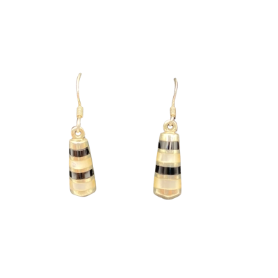  Womens Earrings Black  / Pearl / Silver 