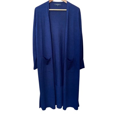 Cable Melbourne Navy Merino Wool Longline Cardigan Size M