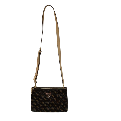 Guess Womens Noelle Double Zip Brown Cross Body Bag 
