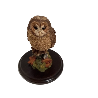 Country Artist Tawny Owl with Mouse Figurine