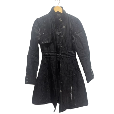 R867 Coat Womens  Size 7 Trenchcoat Black  