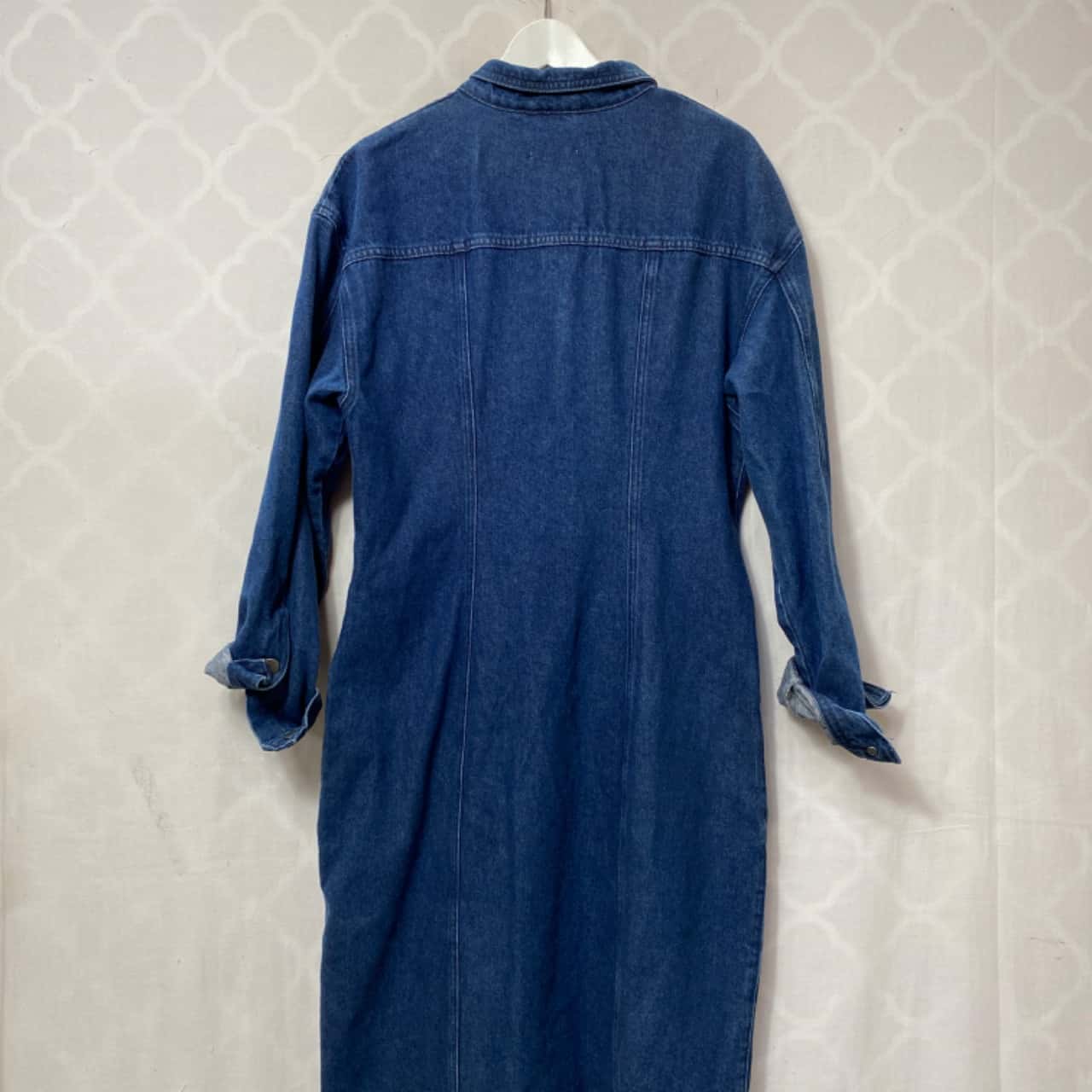 Women's H&M Size 14 Blue Long Sleeve Midi Denim Dress(s)