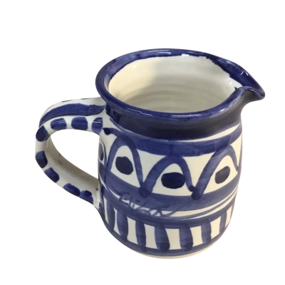 Hand Painted Blue and White Patterned Jug Nosaware 