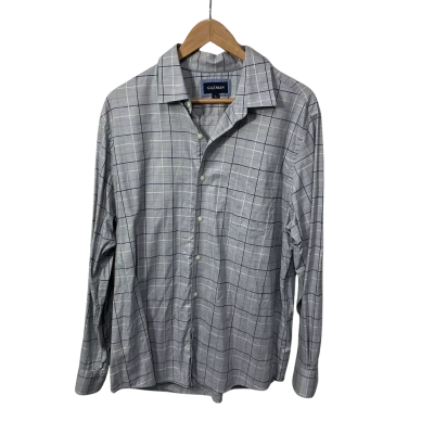 Gazman Mens Size L Grey / White / Blue / Checked Long Sleeve Shirt