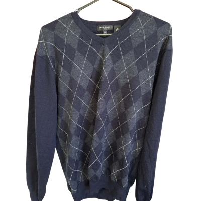 David Jones Mens  Size XXL Checkered V NeckJumper