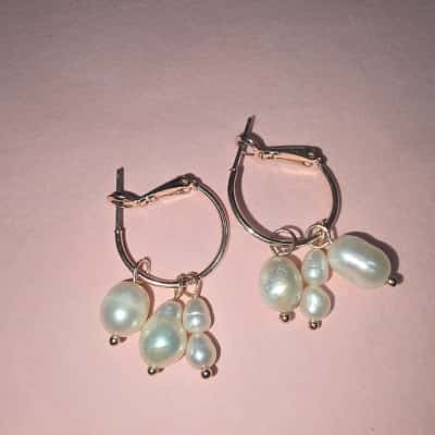  Womens Earrings Rose Gold Pearl drop