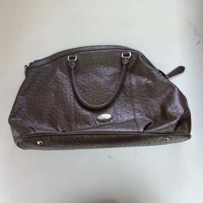Tocco Toscano Brown Ostrich Leather Handbag