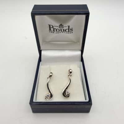 Prouds the Jewellers 925 Clear Stone Drop Earrings 