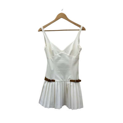 Zara Womens  Size S Pleated Sleeveless Mini Dress Cream 