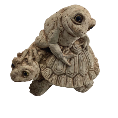 Collectable figurine of frog riding turtle