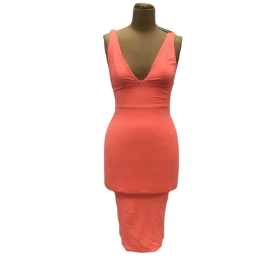 Kookai Deep V Dress Size 10 Fluoro Orange
