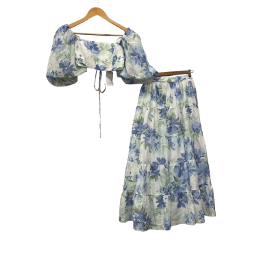 Amalie Womens  Size 6 Blue / Green / White skirt and matching top 