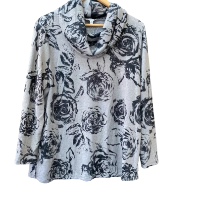 W. Lane Fluffy Cowl Neck Top Size XL Silver BNWT