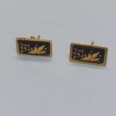  Womens Earrings Black  / Gold 