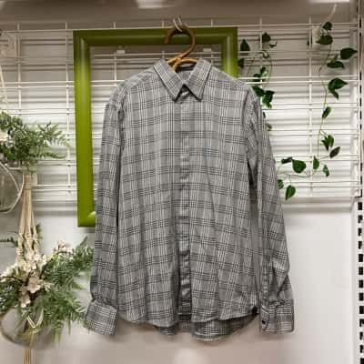 Emenegildo Zegna Mens  Size L Checked Shirt Black  / White 