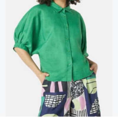 Gorman   Linen Balloon Shirt.  Vibrant Green.   Size 12 