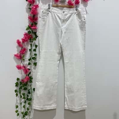 Laura Ashley Womens Stretch Jeans Size 16 White 