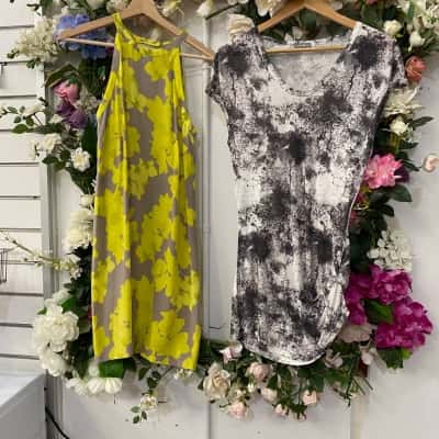 &Denim / Saba Womens  Size 8 Casual Dress / Floral Dress / Midi Dress / Sleeveless Dress  Floral / Green / Grey / White 