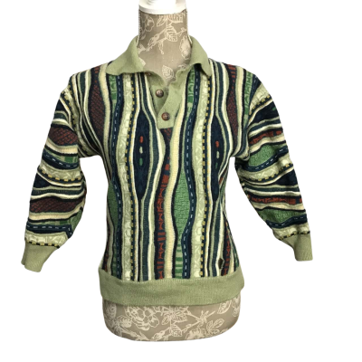 Geccu 100% Wool Multi Stripe Pattern Knit Jumper
