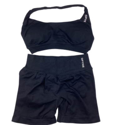 DFYNE Sport Bra & Bike Shorts - Black Size S 