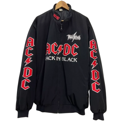  Mens ACDC Thunderstruck Bomber / Front ZipperJacket - Size XXXXL - Black  
