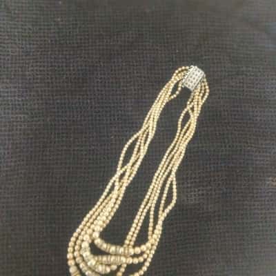  Womens  Vintage Stranded Rhinestone Faux Pearl Necklace 5 Strands