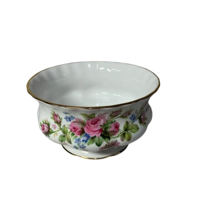 Vintage Royal Albert “Moss Rose” Bone China Large Open Sugar Bowl