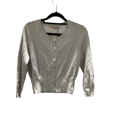 Review Womens  Size 12 Cardigan Silver Stretch Lurex RRP $99.99