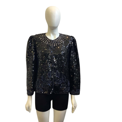`Vintage’ IRIS Womens AUS Size 12 Embellished Blazer / Jacket Black