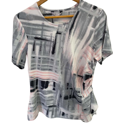 Noni B Womens  Size M Iris Top With SS Drape Patterned 