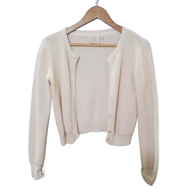  Miss Leona Womens Size 12 Button-down Cardigan Cream 