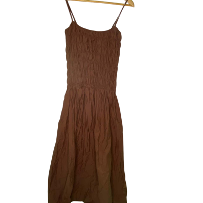 Pepper Mayo  Womens  Size 12 Shoestring Strap Dress Brown 