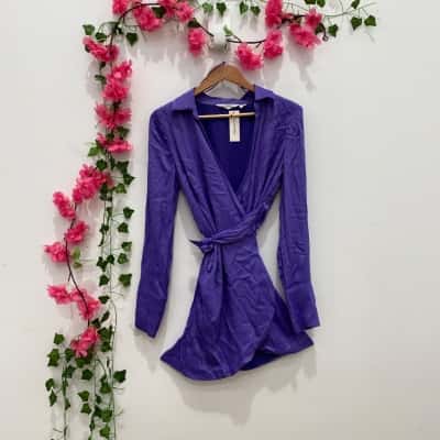 Glassons Womens  Size 10 Long Sleeve Dress / Wrap Dress Purple 