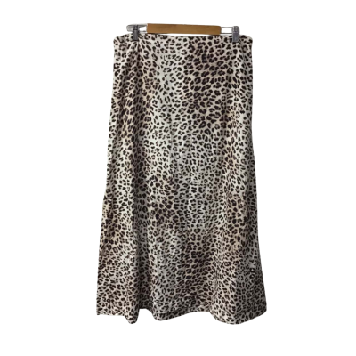 Cotton On Womens Size 16 Beige / Brown Leopard Print A-Line Maxi Skirt 