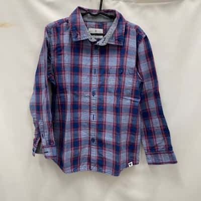 Target Kids Cotton Full Sleeves Shirt Size 7 Blue / Checked / Red 