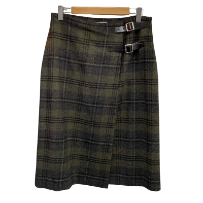 Womens  Size 12 A-Line Skirt Checked / Olive 