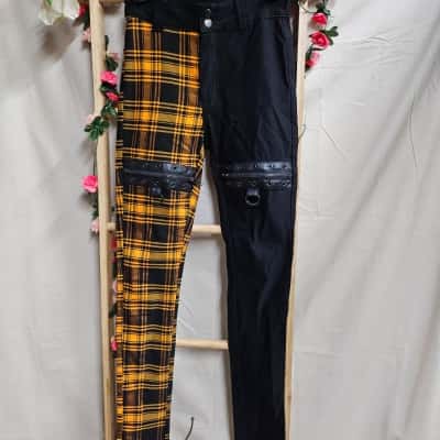 Womens Killstar Black/Orange Tartan Pants Size XS