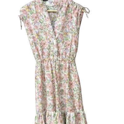 Ken Shaw Womens  Size XS Sleeveless Dress  Floral / Green / Pink  / Purple 