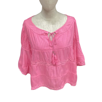Monari Womens  Size 12 3/4 Sleeve Shirt Pink  