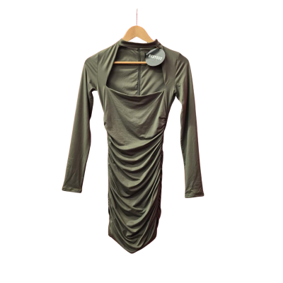  Womens "Andrea" Ruched Mini Dress  Size M Khaki 