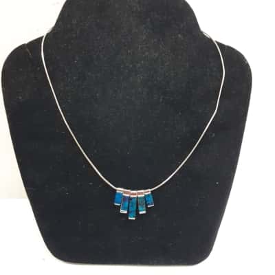 Paua Shell Bars On Silver 925 Chain