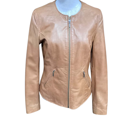 Sportscraft Lamb Skin  Size 8 Leather Jacket Brown 