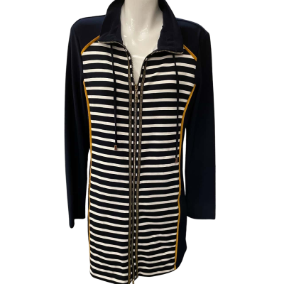 Joseph Ribkoff Womens  Size 12 Long Sleeve Dress / Mini Dress Blue / Striped / White 