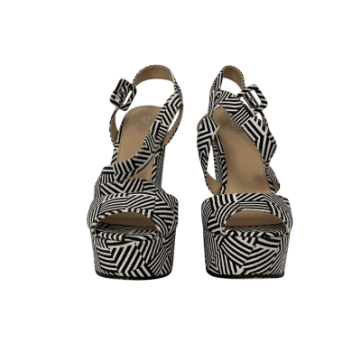Betts Azura Womens  Size 6 Platform Wedge Sandals Black & White  / Striped 
