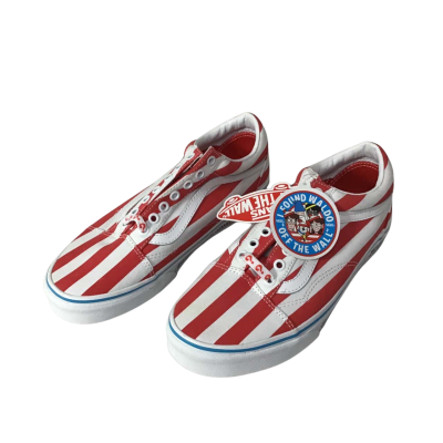 Vans Old Skool Where's Waldo Womens Size 9.5 / Mens Size 8 White / Red Striped Sneakers (new)